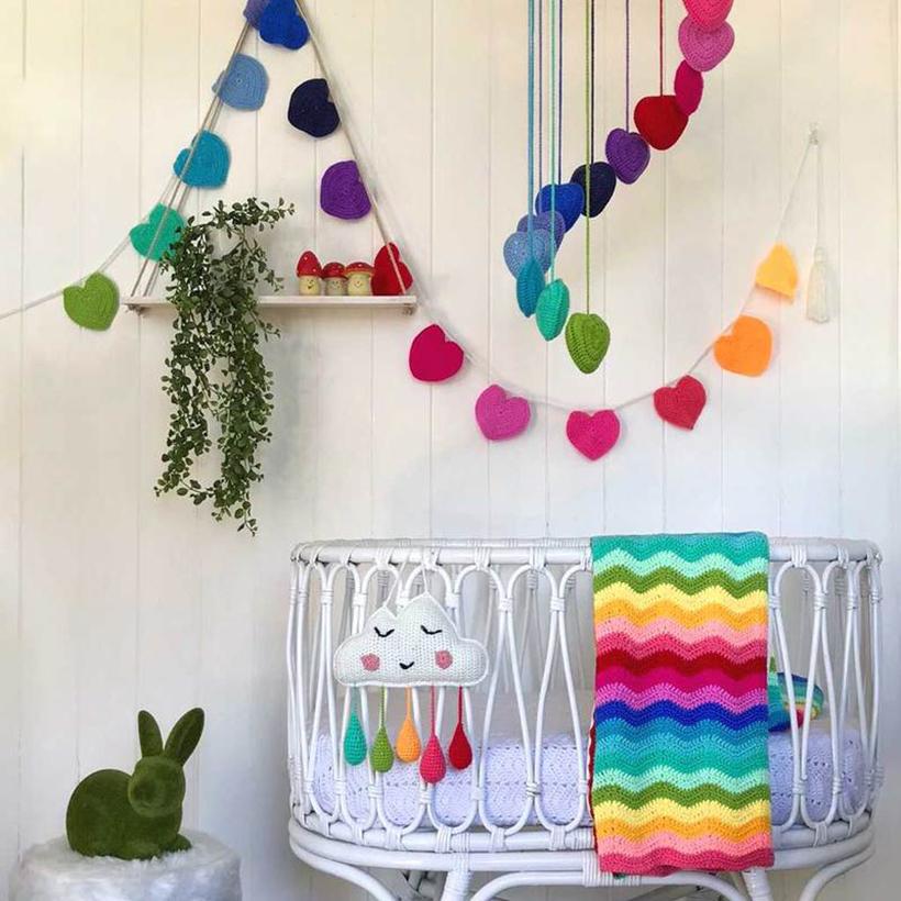 Rainbow Ripple Crocheted Baby Blanket
