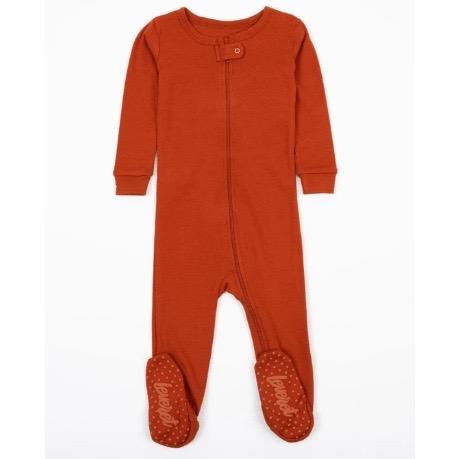 Zip Footie Pajamas—Rust Orange