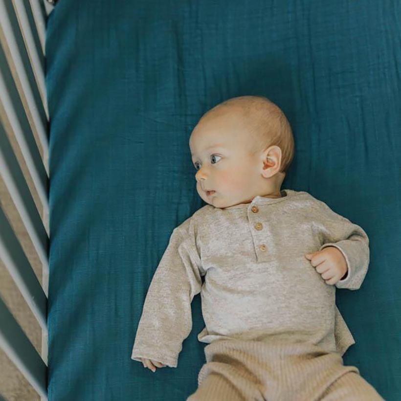 Lake Muslin Crib Sheet