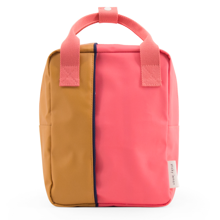 Small Vertical Color Block Backpack in Watermelon Pink