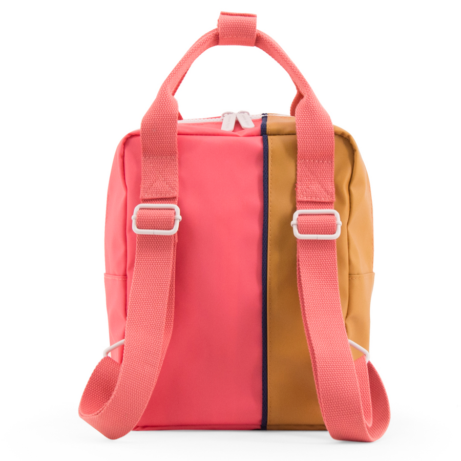 Small Vertical Color Block Backpack in Watermelon Pink