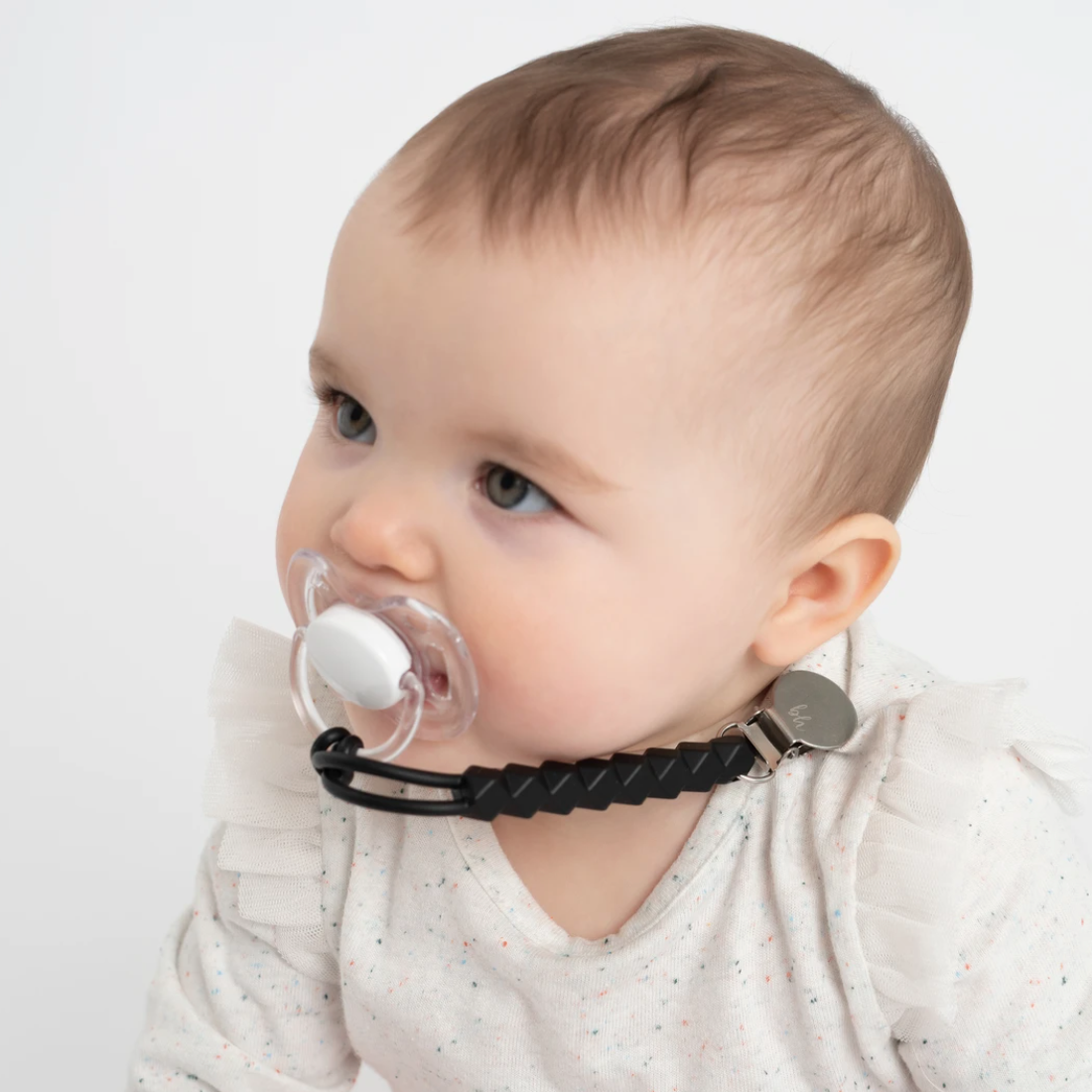 Black + White Silicone Teething Pacifier Clips