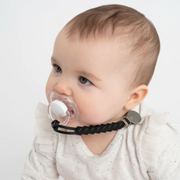 Black + White Silicone Teething Pacifier Clips