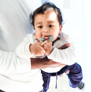 Blue Silicone + Wood Teething Rings