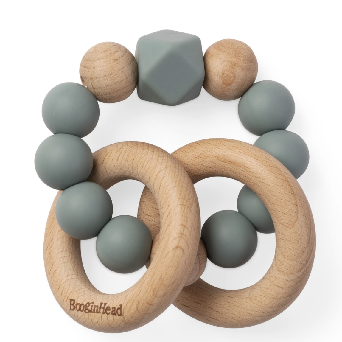 Blue Silicone + Wood Teething Rings