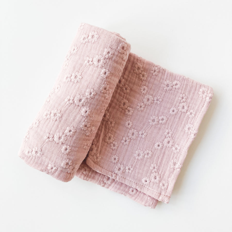 Blush Embroidered Swaddle