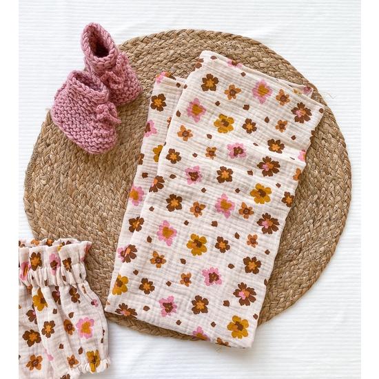 Boho Floral Pink Swaddle