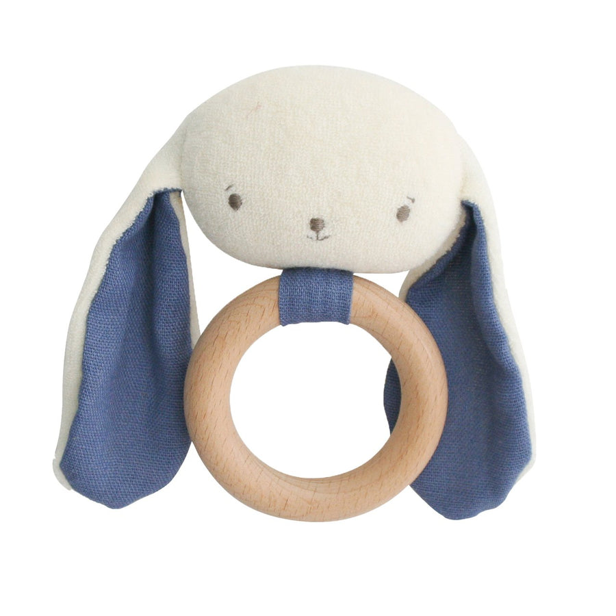 Bunny Teether Rattle in Chambray