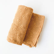 Caramel Embroidered Swaddle