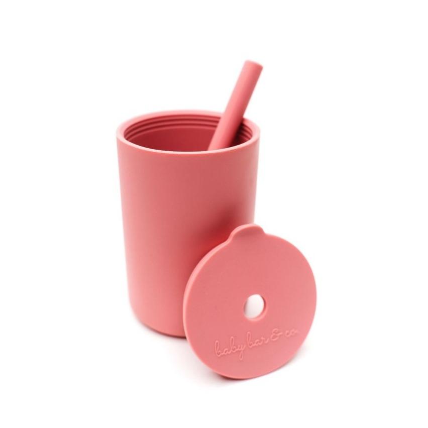 Dusty Rose Silicone Cup + Straw