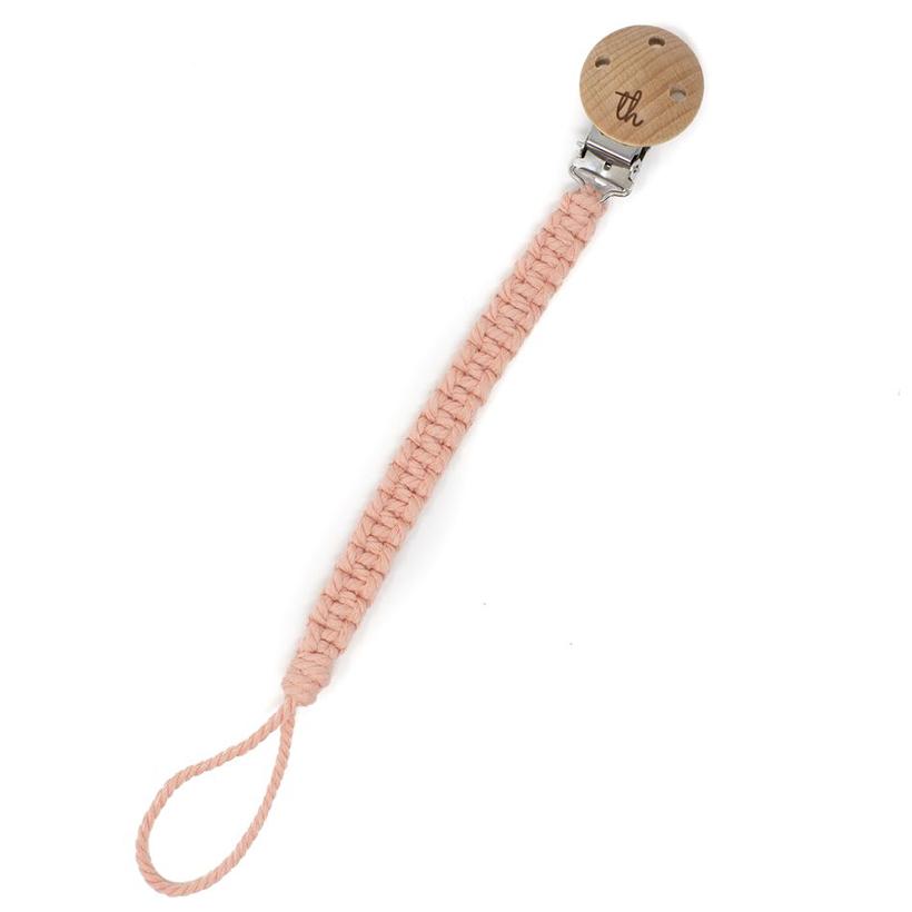 Hailey Macrame Pacifier Clip in Dusty Rose