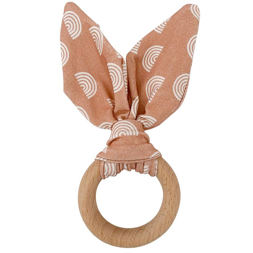 Neutral Rainbow Crinkle Bunny Ears Teether