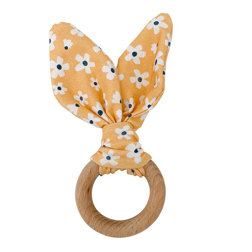 Golden Daisy Crinkle Bunny Ears Teether