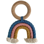 Macrame Rainbow Teether in Teal + Rose