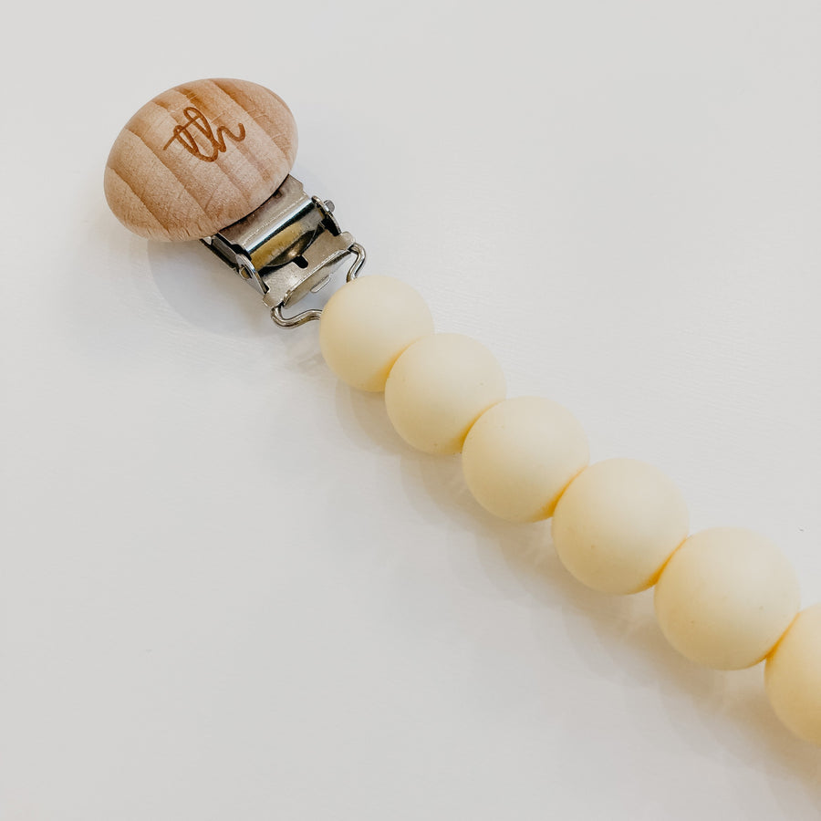Jolie Pacifier Clip in Butter Yellow