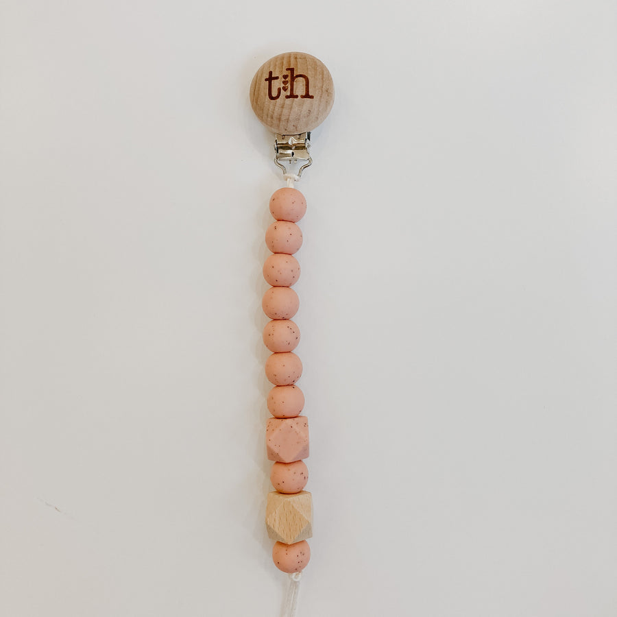 Jolie Pacifier Clip in Pink Speckle