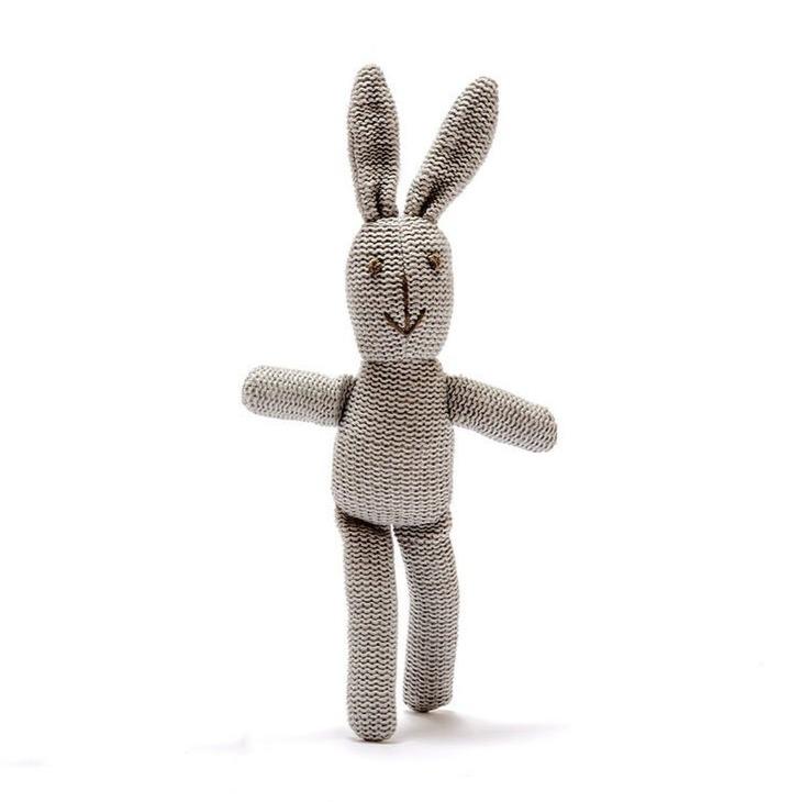 Knitted Grey Bunny Rattle