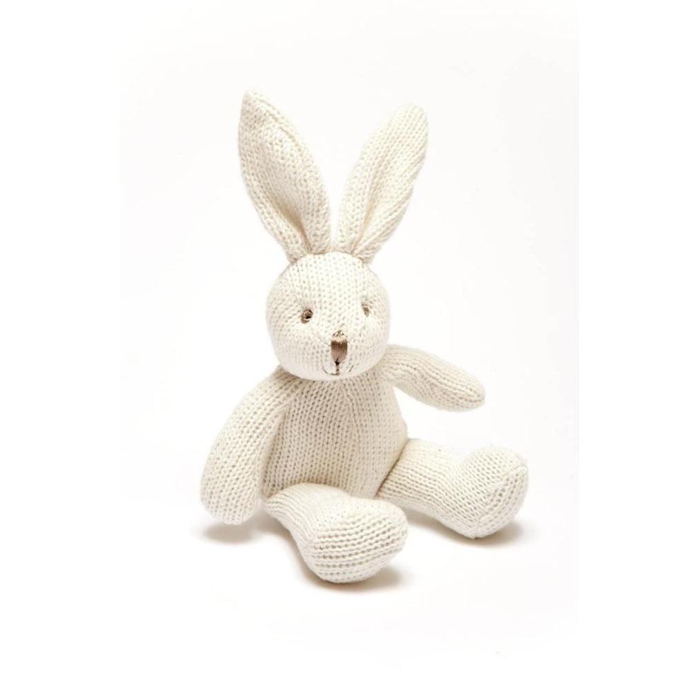 Knitted White Bunny Rattle