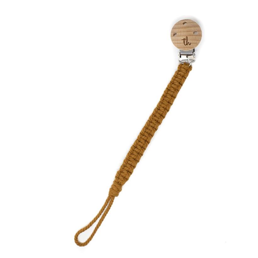 Hailey Macrame Pacifier Clip in Maple