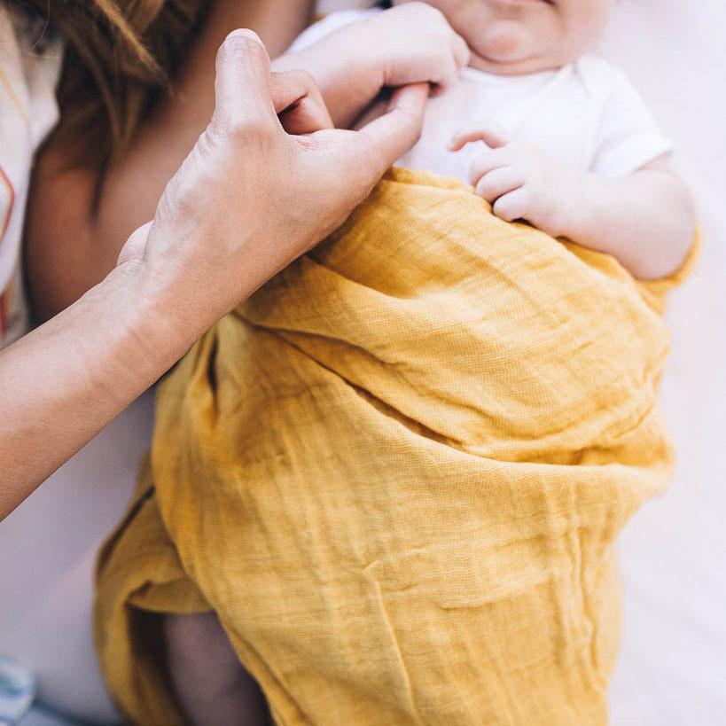 Mustard Muslin Swaddle