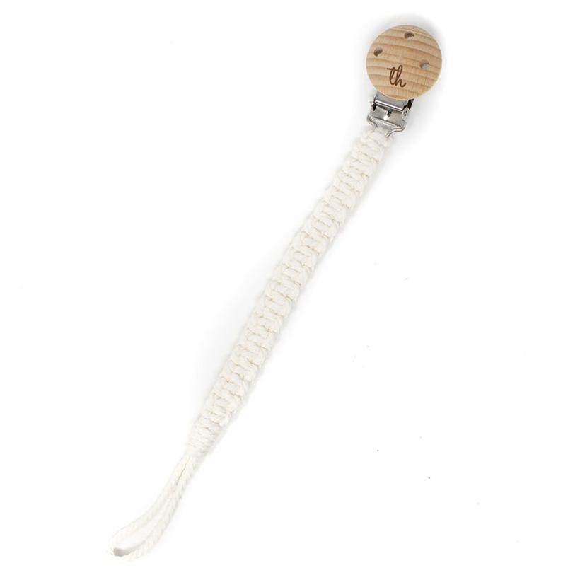 Hailey Macrame Pacifier Clip in Beige