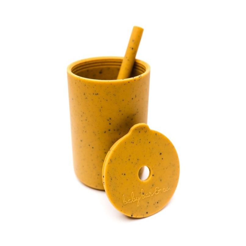 Oak Speckle Silicone Cup + Straw