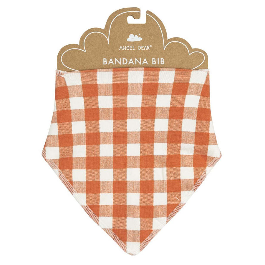 Pumpkin Gingham Bamboo Bandana Bib