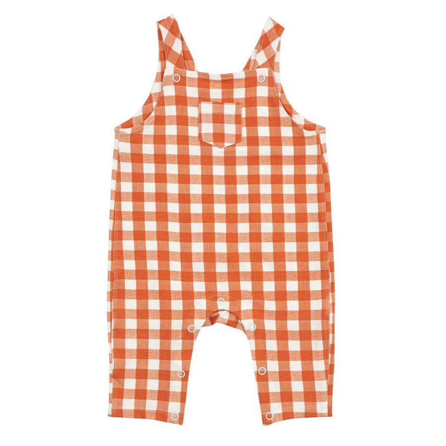 Pumpkin Gingham Bamboo Overalls