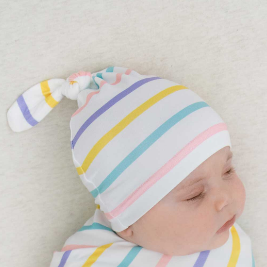 Rainbow Striped Knotted Hat