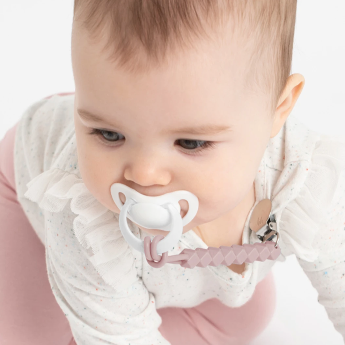 Rose + Cream Silicone Teething Pacifier Clips