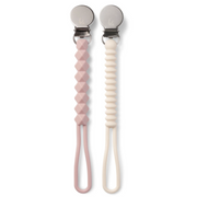 Rose + Cream Silicone Teething Pacifier Clips