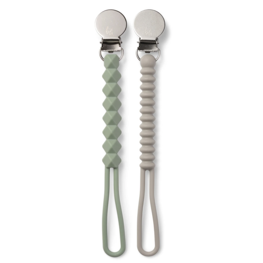 Sage + Stone Silicone Teething Pacifier Clips