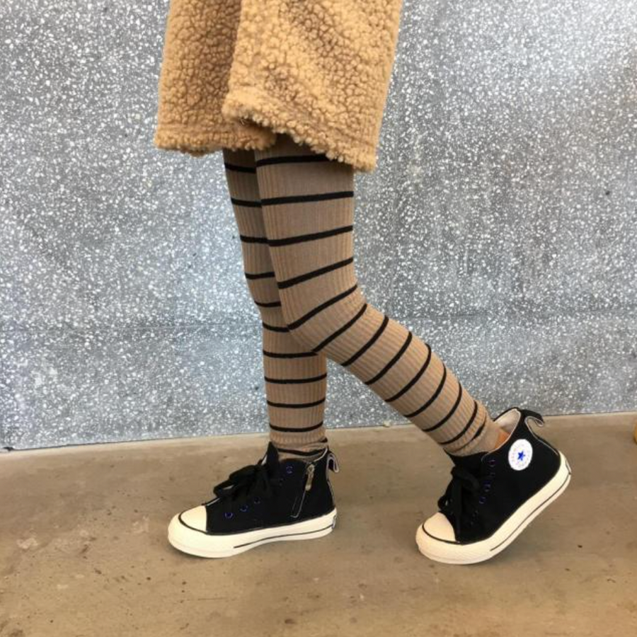 Stone Striped Ribbed Leggings