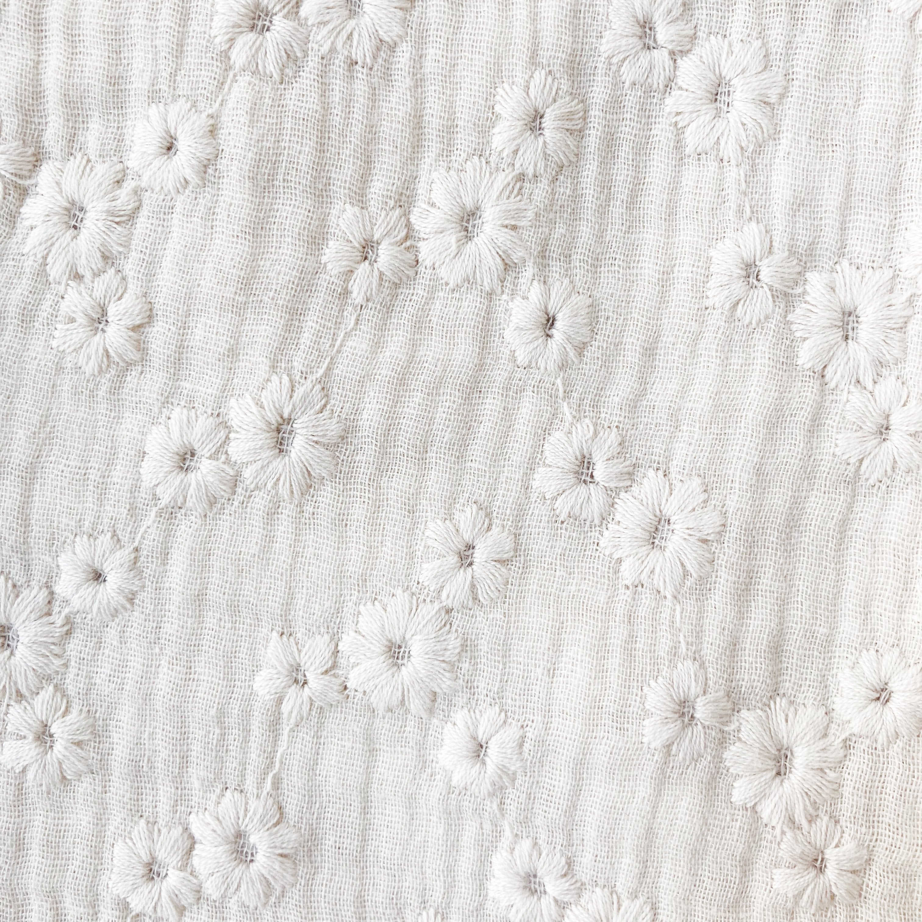 Vanilla Embroidered Swaddle